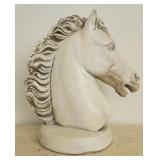 Heavy chalkware horse head sculpture