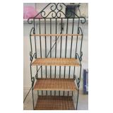 Wicker 4 shelf rack green metal