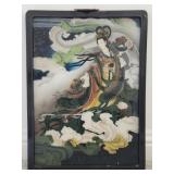 Chinese Goddess of Spring reverse glass painting.