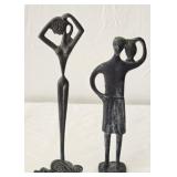Lot of 2 Heavy Metal Folk Art Statues