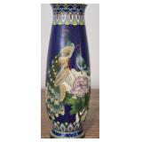 Decorative Asian Style Peacock & Floral Vase