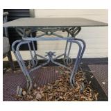 Contemporary wrought iron & glass-top side table