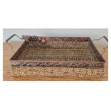 Large Decorative Basket with Metal Edge