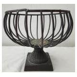 Vintage cast iron wired metal fruit bowl w a stand