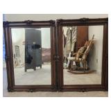 Set of 2 dark wooden mirrors