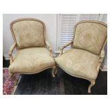 Pair of French style beige color arm chairs