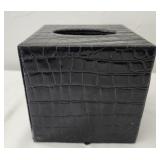 Black crocodile embossed tissue box cover