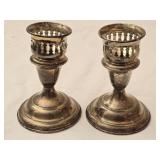 Pair of Sterling Weighted Candlestick Holders