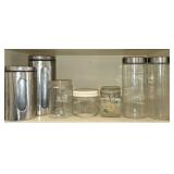 Shelf of Metal & Glass Canisters & Jars