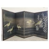 Vintage Coromandel folding screen with cranes
