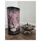 Bengal tiger print waste basket & decor bowl