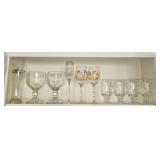 Shelf Lot of Misc Wine Glasses Drinking Mugs