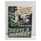 Metal Devils Harvest Marijuana Decorative Sign
