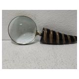Golden rim magnifying glass with horn handle
