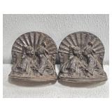 Pair Antique Metal Thai Siam Kissing Bookends