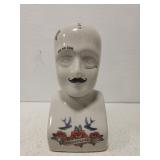 Large Stoneware tattooed phrenology head bust