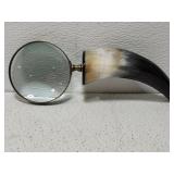 Golden rim magnifying glass with horn handle