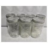 Set of 7 clear glass mason jars
