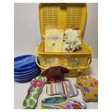 Plastic picnic basket with Plastic plates & more!