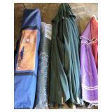 Lot of umbrellas and gazebo
