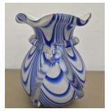 Blue art glass vase