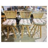Set of 3 Wooden Swivel Bar Stools