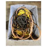 Box of extension cords & rope
