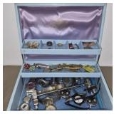 Jewelry box with misc watches pins and more