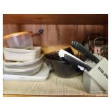 Shelf lot of misc kitchen items