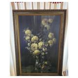 Large Framed Yellow Roses Picture