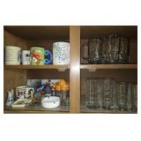 Cabinet Lot of Mugs Glasses Coasters Ashtrays Etc