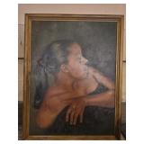 J Meyer Framed oil on canvas of a woman