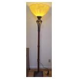 Metal base and glass tall floor lamp