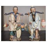 Pair of Japanese Ceramic Fisherman & Wife SEE DESC