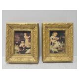 Pair of miniature framed art prints