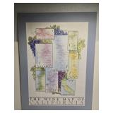 The Wine Map Of California Print with Fruit