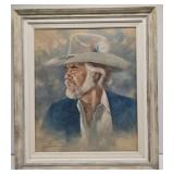 Framed oil on canvas of Kenny Rogers by Lazarte??