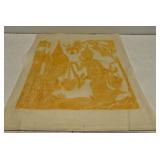 vintage Southeast Asian temple rubbing on paper