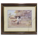 Framed Lithograph of a farm
