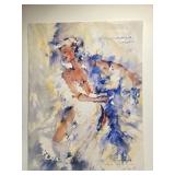 Large Signed Abstract Print of Woman