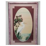 Beautiful mixed media Heron painting