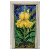 Laura Robinson textured yellow Iris painting