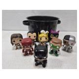 Pot of super hero figurines