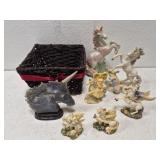 Basket of unicorn figurines *few small chips