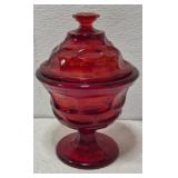 Fostoria Argus Ruby Red Footed Compote with lid