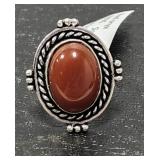 Size 6 Red Onyx German Silver ring