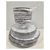 Set of Pfaltzgraff plastic plates and bowls