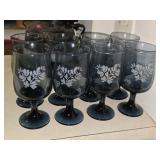 Set of 8 Blue Pfaltzgraff Glass Goblets