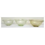 Vintage Depression glass nesting bowls GLOWS