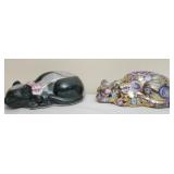 Vintage Japanese porcelain sleeping cats